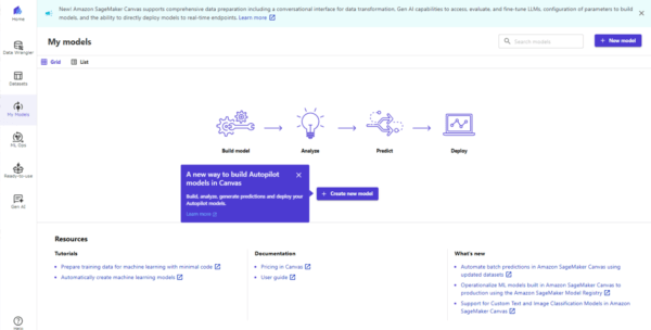 SageMaker Canvas MyModels