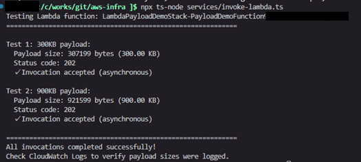Lambda呼び出しコードの呼び出し結果
