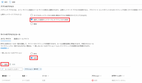 アクセス制限設定