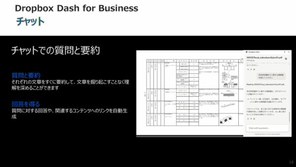 Dropbox Dash チャットでの質問と要約
